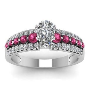 925 Silver Ring Water Drop Shape White Sapphire